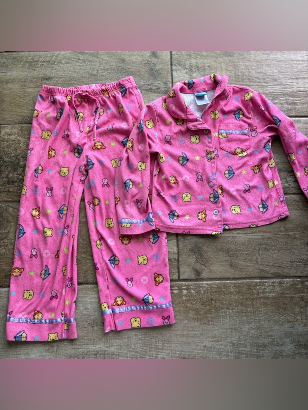 Y2K Disney Cuties pink pajama set Winnie the Pooh size small vintage